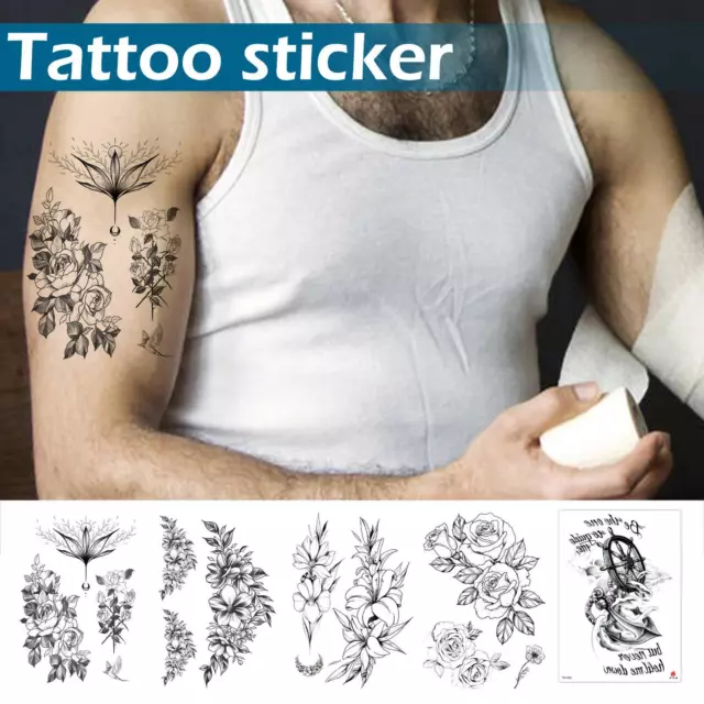 Pegatinas para tatuajes impermeables negras temporales pegatinas arte corporal.