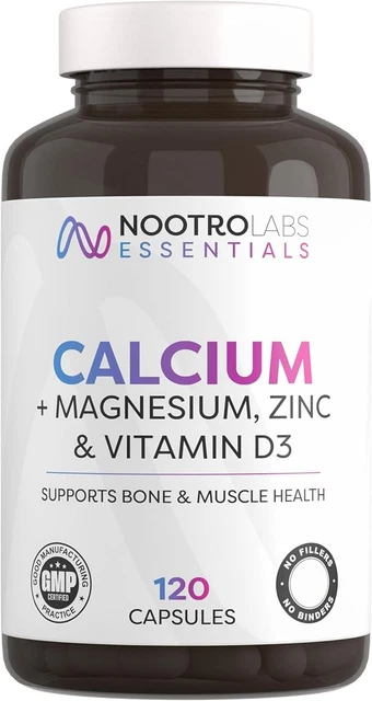 202 ESSENTIALS CALCIUM Supplement Magnesium Zinc Vitamin D3 120 ...