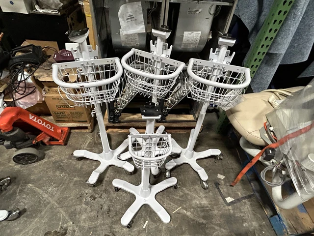 Lot of 4 Welch Allyn Rolling Medical Cart Stands with Basket