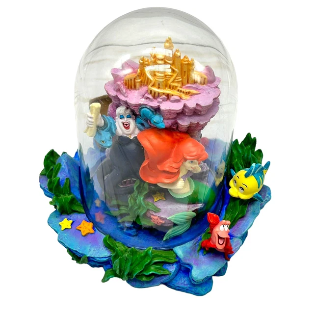 Vintage Disney Store The Little Mermaid Eric Ursula Ariel Dome Figure Bell Jar