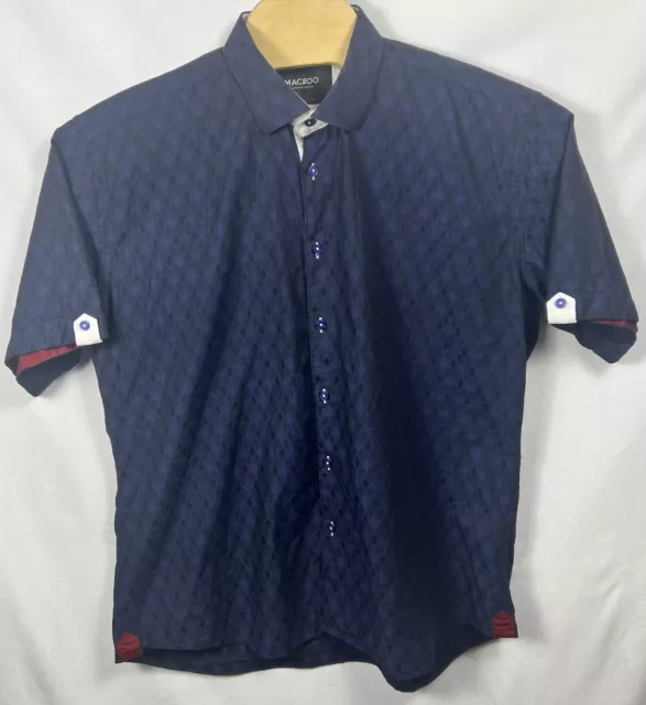 Maceoo Blue Diamonds Italian Jacquard Button Down Shirt Men's Size 6 - 2XL