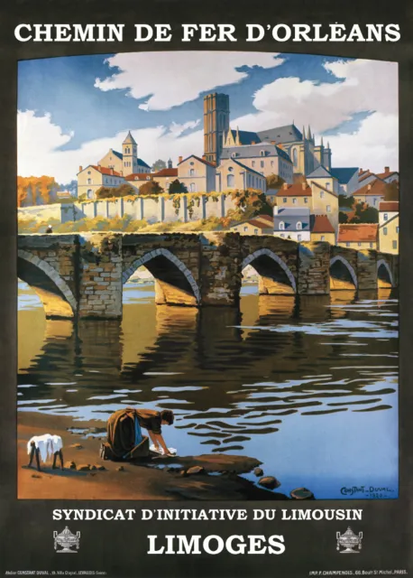 Limoges, Haute-Vienne, Frankreich, 1920, Vintage französisches Art Deco Reiseposter