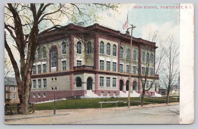 High School Building Pawtucket Rhode Island RI UDB Postcard Vtg Unposted