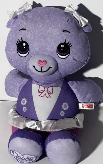 Fisher Price Doodle Bear Purple Ballerina Plush Washable Stuffed Animal 14”