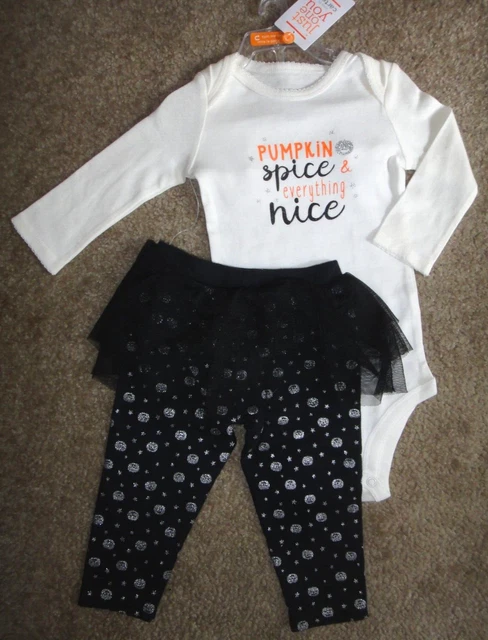 NWT baby girl 6m Carters bodysuit tutu pant 2pc outfit Halloween Pumpkin spice