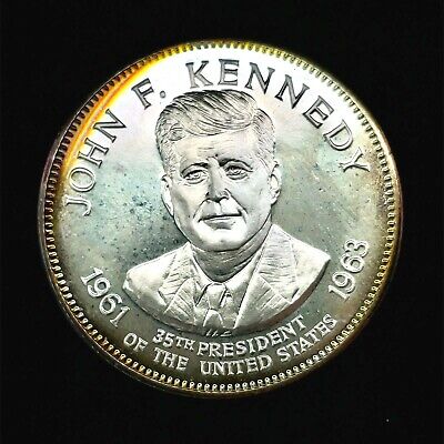 President John F Kennedy Franklin Mint Sterling Silver Proof Medal 33 gram 38mm