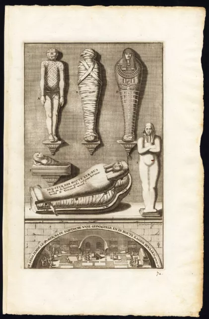 Rare Antique Print-AFRICA-EGYPT-MUMMY-MUMMIFICATION-Pieter van der Aa-1725
