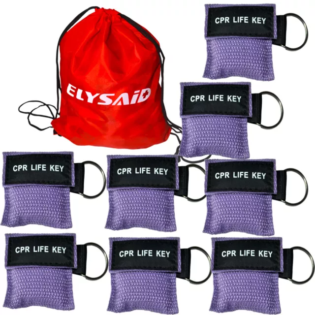 100pcs/pack First Aid CPR LIFE KEY CPR Mask One Way Valve Face Shield Purple