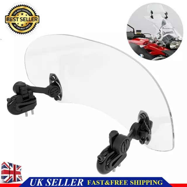 Motorcycle Motorbike Clip On Windshield Wind Screen Deflector Extension Spoiler