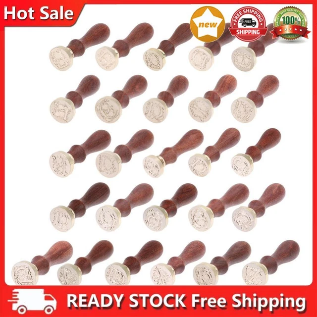 Retro Roses Pattern 26 Letter A-Z Alphabet DIY Wax Seal Stamp with Handle