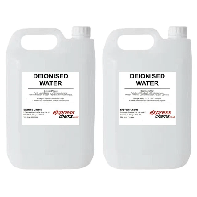 2 X DEIONISED WATER 5 LITRE 10L DE IONISED CAR BATTERY STEAM IRON