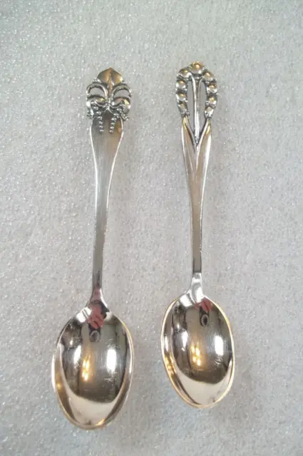 Meka Denmark Silver Salt Sugar Spice Spoon 3 1/2 Inch Lot of Two .3 oz Each