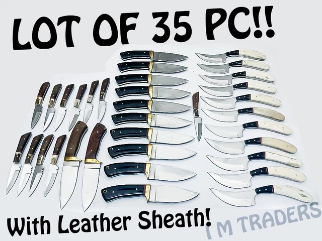 Lot Of 35 Custom Handmade D2 Steel 8.0" Skinning Knives Camping Knife Bull Horn