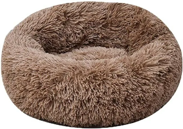 Katoggy Plush Donut Cat Bed, Round Self-warm Calming Pet Dog Bed, Cuddler Ken...