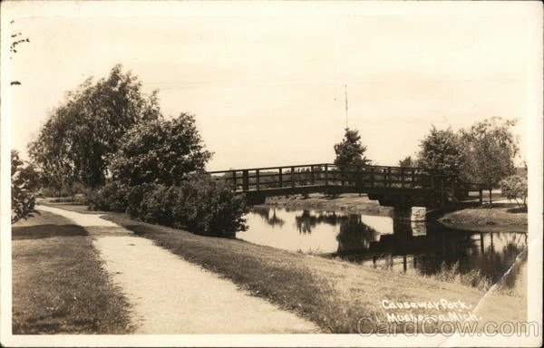 RPPC Muskegon,MI Causeway Park Michigan EKC Real Photo Post Card Vintage