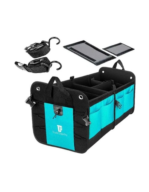 TRUNKCRATEPRO Organizzatore Pieghevole Per Bagagliaio Auto - Rosa - 4 Scomparti E 11 Tasche - Adatto A SUV, Auto, Camion, Minivan - 60x37x12,5 Cm - 6