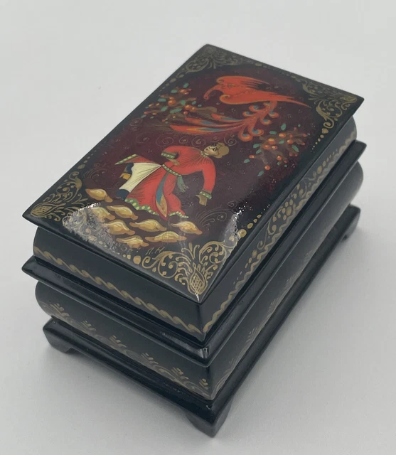 Palekh Russian/USSR Lacquer Trinket Box Hand Painted - Box 5 (N)