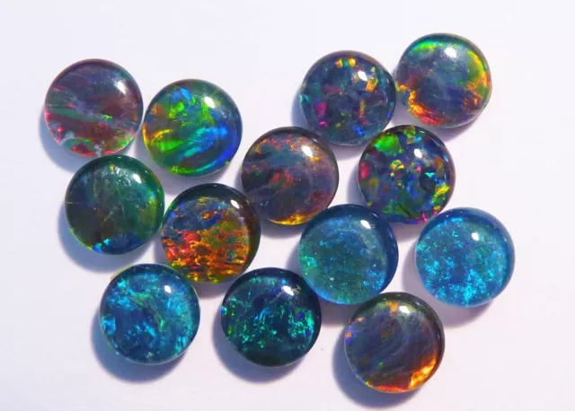 13 Natural Australian Opal Triplets 5mm rounds multicolours  (2447)
