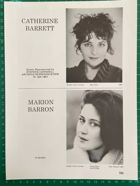 MARION BARRON Vintage 1984 Acting Agency Page : Keeping Up Appearances