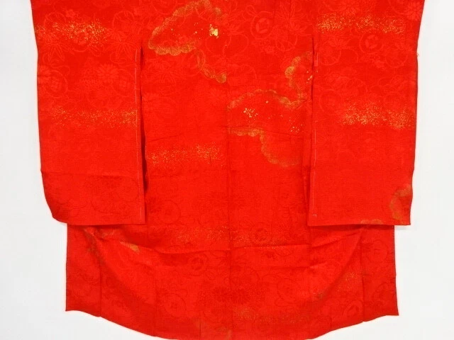 45788# Japanese Kimono / Antique Juban For Girls / Woven Drum & Flower With