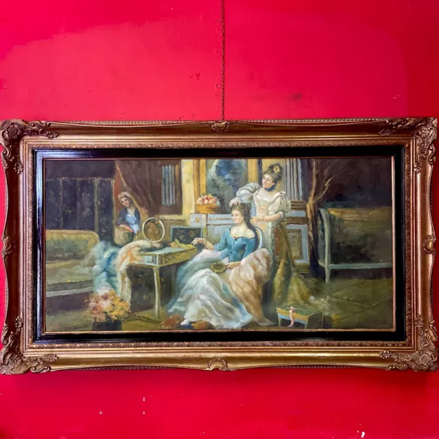 quadro dipinto a olio su tela grande neoclassico con cornice in stile antico 900