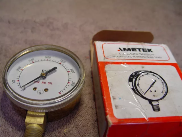 ametek USA BRASS PRESSURE GAUGE 2 3/4" DIAMETER 4000 PSI - 1/2" NPT