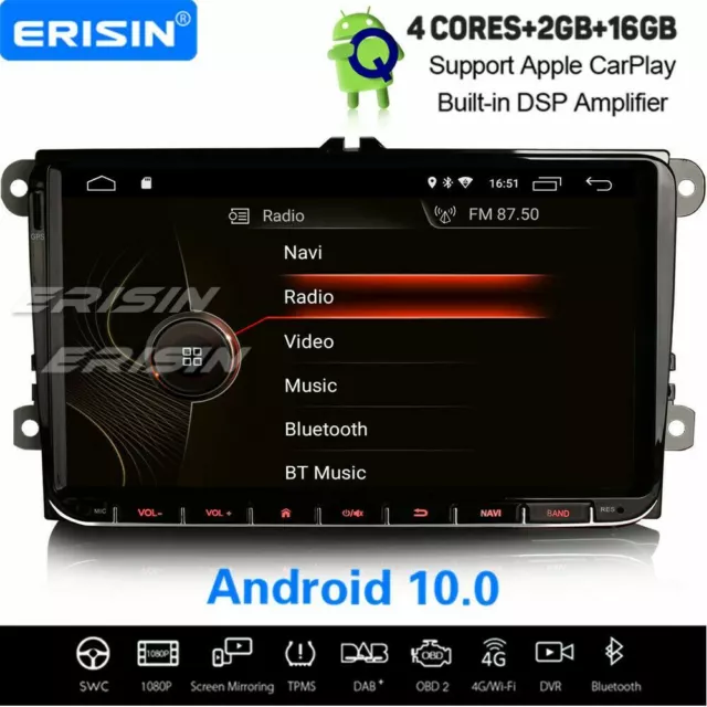 9" Android 10 CarPlay Autoradio DSP Navi Für VW Golf 5/6 Passat Tiguan Jetta EOS