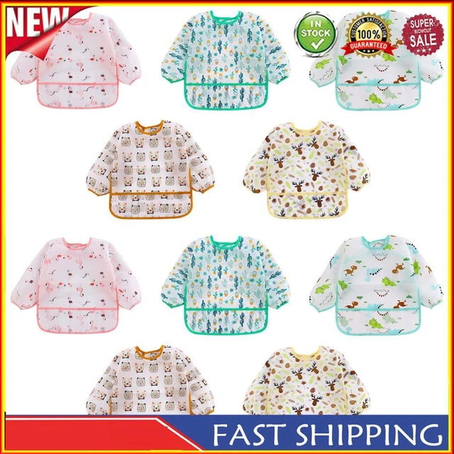 Waterproof Long Sleeve Feeding Apron Children One Piece Eating Clothes Toddler