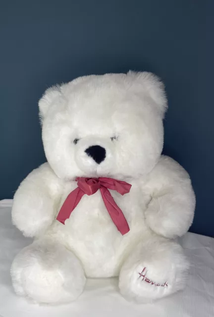 Harrods Rare Large 24 Inch Sitting White Teddy Bear/ New Without Tags