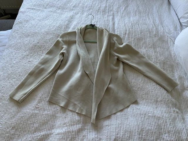 Schöne Eileen Fisher grau gestrickte offene Strickjacke vorne Größe M 80 % Seide 20 % Baumwolle