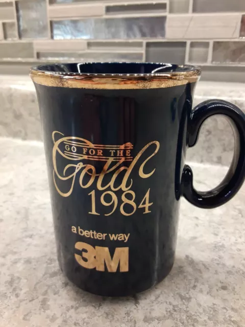 3M "Go For The Gold 1984 a better way" Navy & Gold Mug 4.5"