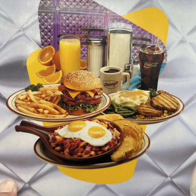 VINTAGE 2 DENNY'S Restaurant Menu 1999 CocaCola Racing Family Skillets