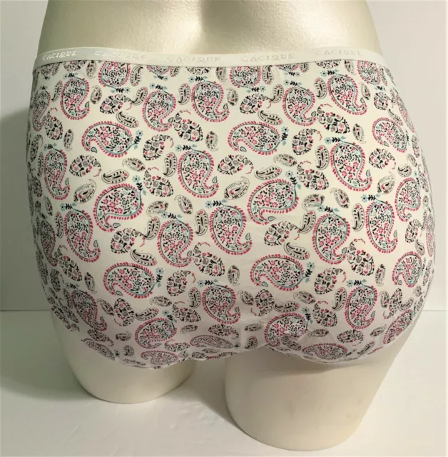 LANE BRYANT CACIQUE Cotton Hipster Panties Underwear Paisley White Pink ...