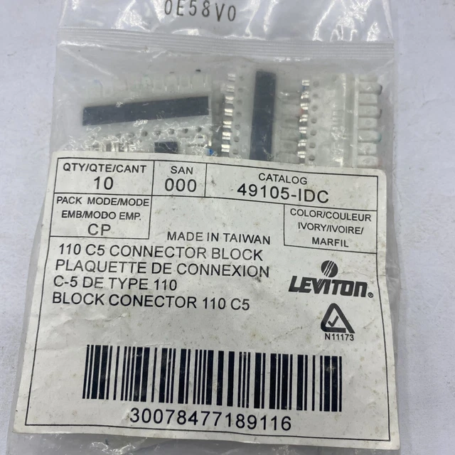 LEVITON 49105-IDC 110 C5 Connector Block C-5 DE TYPE 110 PACK OF 10