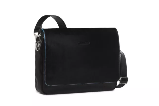 Piquadro Blue Square Messenger Bag black leather CA1403B2/N