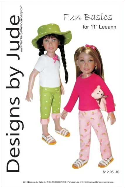Fun Basics Doll Clothes Sewing Pattern for 11" Leeann Dolls