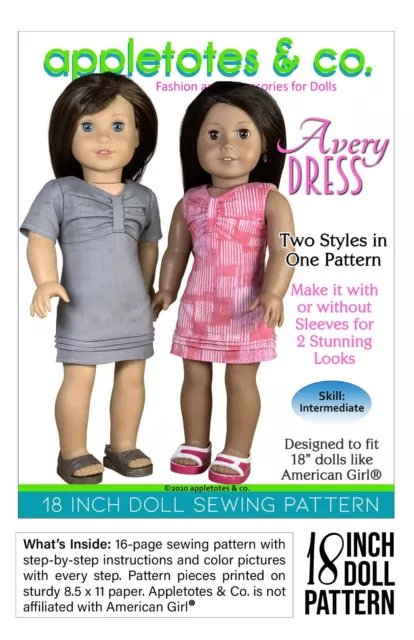 American Girl Doll Sewing Pattern - Avery Dress Sewing Pattern for 18" Dolls
