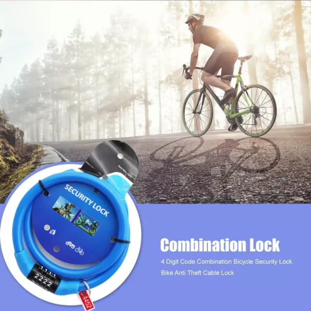 Bicycle Bike Code Lock Locker 4 Digits Password Code Steel Cable Secure Tough 3