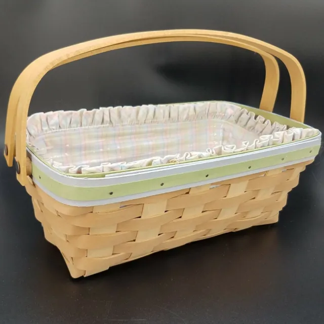 Longaberger 2011 Earth & Sky Medium Chore Basket Set+Protector+Liner FARMHOUSE