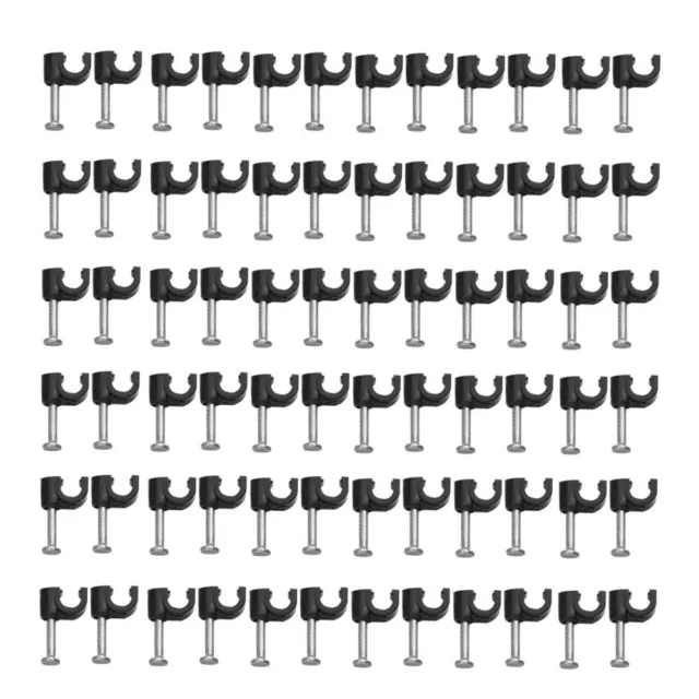 Wire Staples Cord Clips ROUND Plastic Cable Clip BLACK 4 5 6 7 8MM FIXING 2