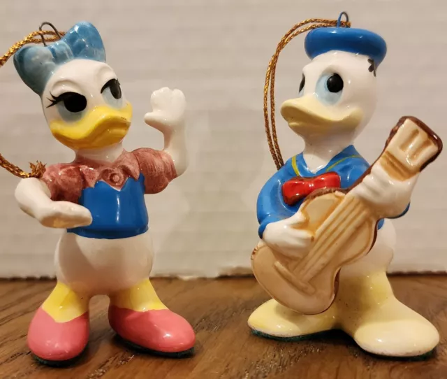 Vintage Donald & Daisy Duck Walt Disney Productions Christmas Ornaments Japan