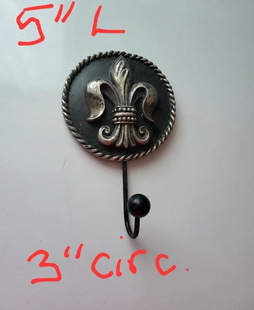 Fleur De Lis Wall Hook Cast Iron Key Towel Coat Hanger Rustic Victorian Decor
