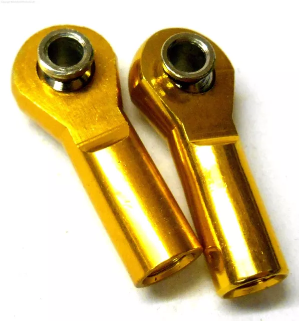 06048 1/10 Alloy Pulling Arm Track Rods Ends Joints x2 RC Gold Left / Right 4mm