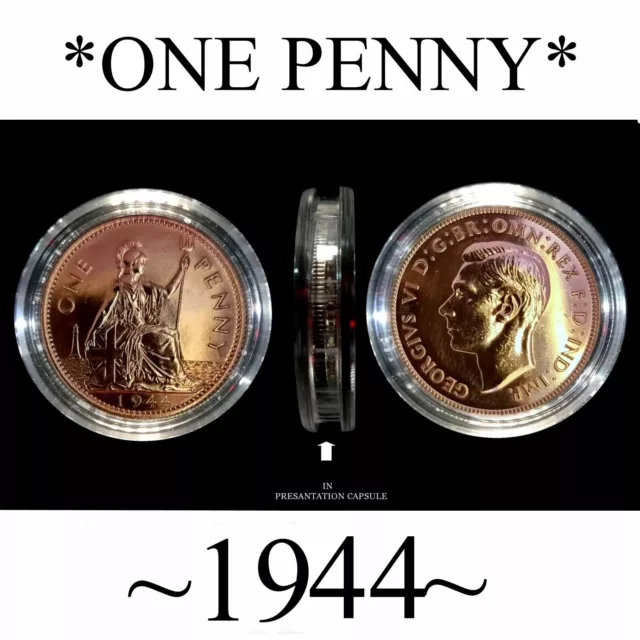 1944 One Penny.80 Years Old, Ideal Birthday Gifts, Presents, Celebrations.