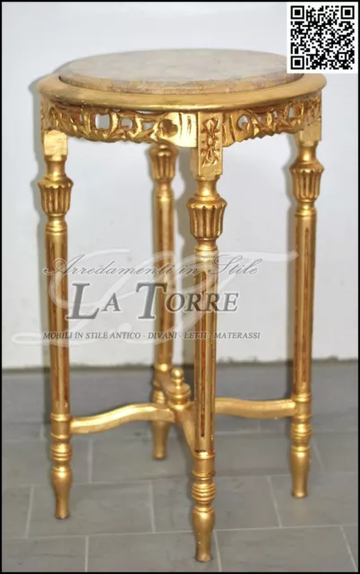 Tavolino alzatina stile barocco legno foglia oro piano in marmo Luigi Xv  AL6971 2