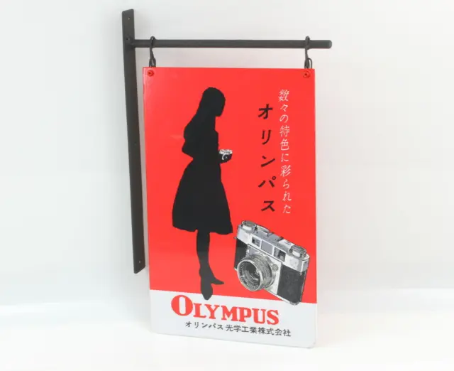 ¡Raro! Letrero retro Olympus con corte Olympus 35-S para tienda de cámaras de JAPÓN
