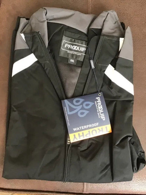 Proquip Golf Mens Trophy Waterproof Jacket   Black Grey White New S