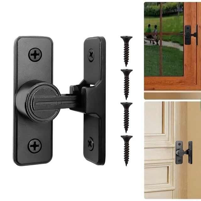 Gate Latch Barn Door Lock Assembly Black Heavy Duty Part Sliding Zinc Alloy
