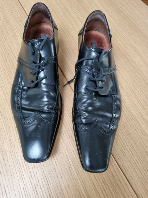 SMART PIED A Terre Mens Black Leather Shoes Size Size 45 6.00