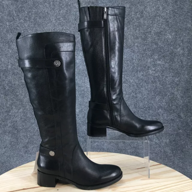 Franco Sarto Boots Womens 5.5 Cymbols Knee High Pull On Black Leather Side Zip